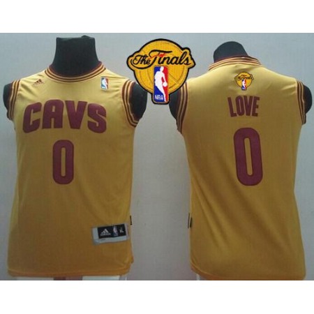 Revolution 30 Cavaliers #0 Kevin Love Gold The Finals Patch Stitched Youth NBA Jersey