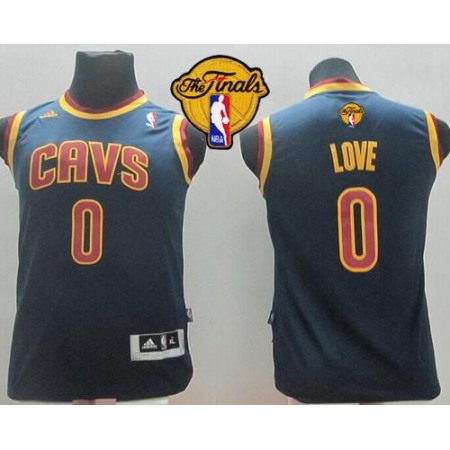 Revolution 30 Cavaliers #0 Kevin Love Navy Blue The Finals Patch Stitched Youth NBA Jersey