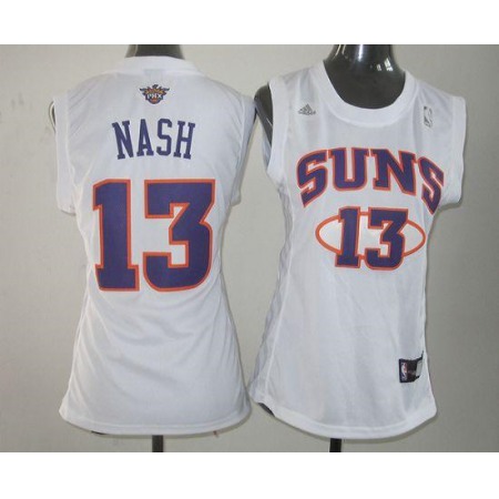 Suns #13 Steve Nash White Women Fashion Stitched NBA Jersey