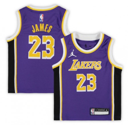 Toddlers Los Angeles Lakers #23 LeBron James Purple Statement Edition Stitched Jersey