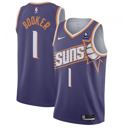 Youth Phoenix Suns #1 Devin Booker Purple 2023 Icon Edition Stitched Basketball Jersey