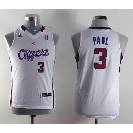 Clippers #3 Chris Paul White Stitched Youth NBA Jersey