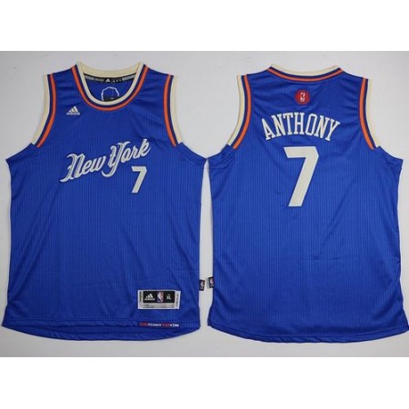 Knicks #7 Carmelo Anthony Blue 2015-2016 Christmas Day Stitched Youth NBA Jersey