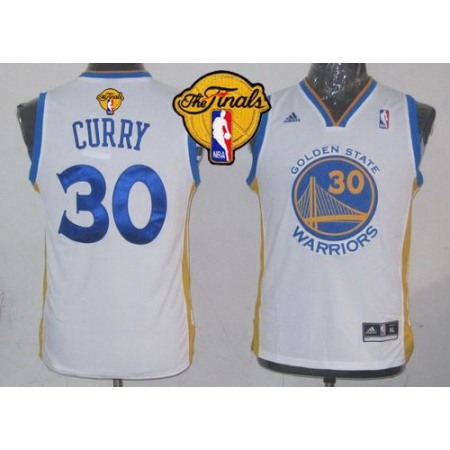 Revolution 30 Warriors #30 Stephen Curry White The Finals Patch Stitched Youth NBA Jersey