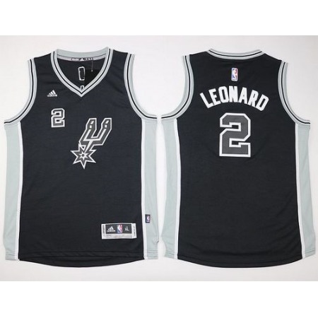 Spurs #2 Kawhi Leonard Black New Road Youth Stitched NBA Jersey