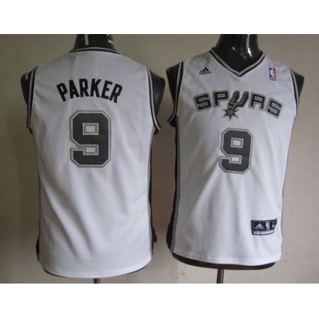 Spurs #9 Tony Parker White Youth Stitched NBA Jersey