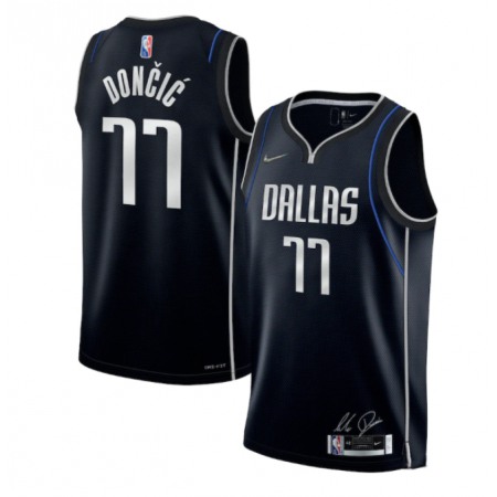 Youth Dallas Mavericks #77 Luka Doncic Navy 75th Anniversary Stitched Basketball Jersey