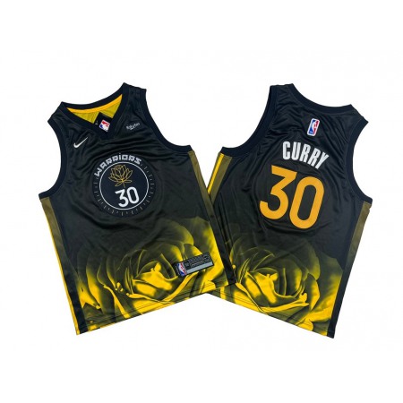 Youth Golden State Warriors #30 Stephen Curry Black City EditionStitched Basketball Jersey