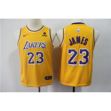Youth Los Angeles Lakers #23 LeBron James Yellow Stitched Basketball Jersey