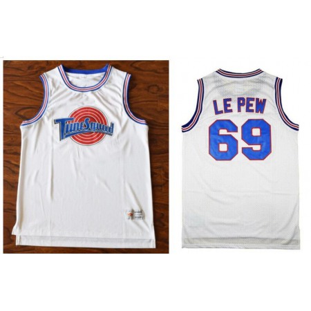 Youth Space Jam Tune Squad #69 Pepe Le Pew White Stitched Basketball Jersey
