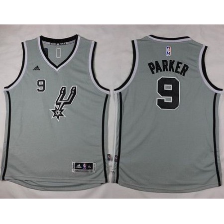 Spurs #9 Tony Parker Grey Youth Stitched NBA Jersey