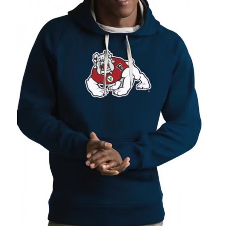 Men's Fresno State Bulldogs Navy Antigua Victory Pullover Hoodie