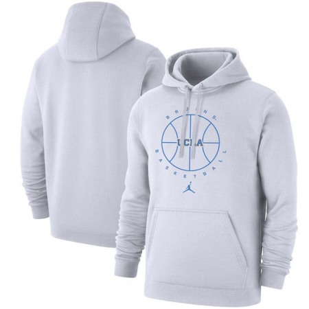 Men's UCLA Bruins White Basketball Icon Club Fleece Pullover Hoodie