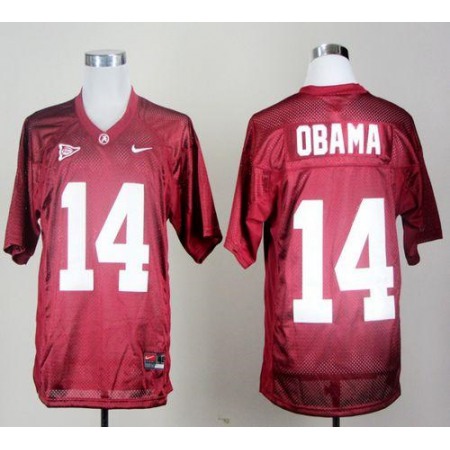 Crimson Tide #14 Barack Obama Red 14th Championship Anniversary Stitched NCAA Jersey