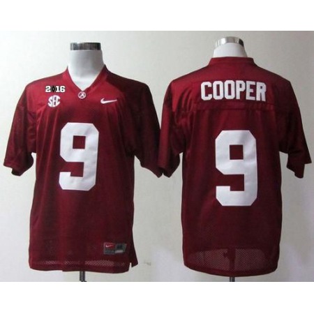 Crimson Tide #9 Amari Cooper Red 2016 College Football Playoff National Championship Patch Stitched NCAA Jersey