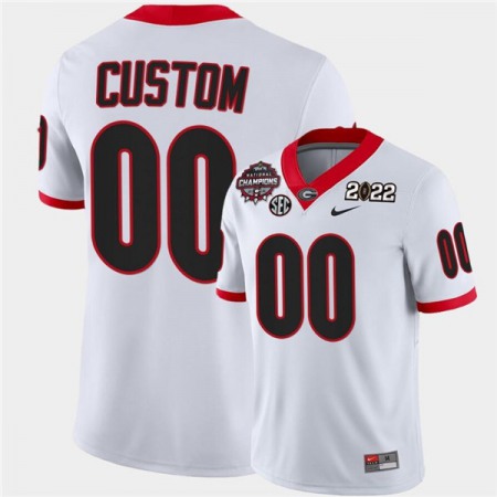 Men's Georgia Bulldogs Customized 2021/22 White CFP National Champions Stitched Jersey