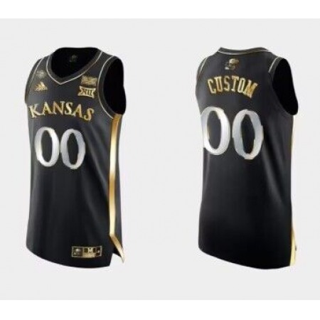 Men's Kansas Jayhawks Custom Black Gold Stitched Basketball Jersey