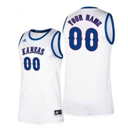 Men's Kansas Jayhawks Custom White Stitched Basketball Jersey