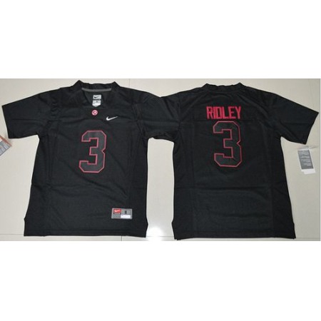 Crimson Tide #3 Calvin Ridley Blackout Limited Stitched Youth NCAA Jersey