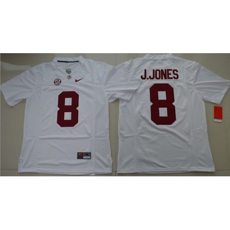 Crimson Tide #8 Julio Jones White Stitched NCAA Jersey