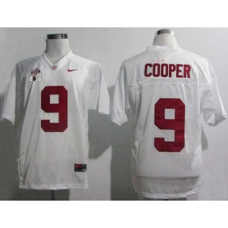 Crimson Tide #9 Amari Cooper White SEC & 2016 College Football Playoff National Championship Patch Stitched NCAA Jersey