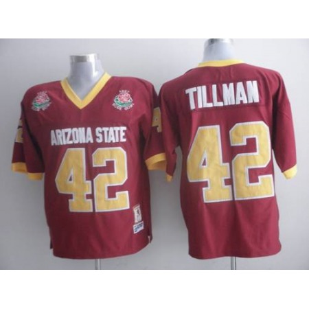 Sun Devils #42 Pat Tillman Red 1997 Rose Bowl Patch Stitched NCAA Jersey