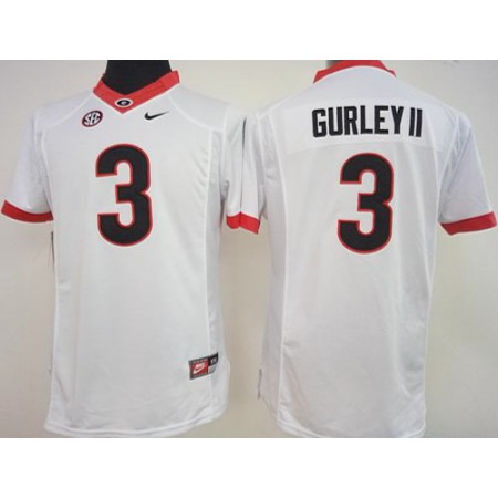 Bulldogs #3 Todd Gurley II White Women's Stitched NCAA Jersey
