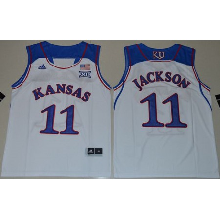 Jayhawks #11 Josh Jackson White Basketball Stitched Youth NCAA Jersey