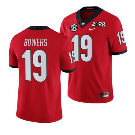 Men's Georgia Bulldogs #19 Brock Bowers 2022 Patch Red College Football Stitched Jersey