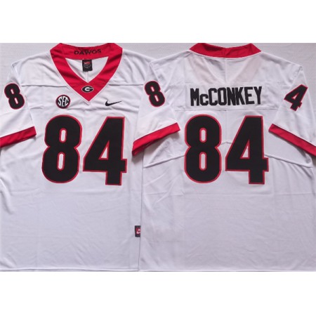 Men's Georgia Bulldogs #84 McCONKEY White College Football Stitched Jersey