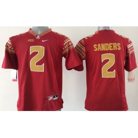 Seminoles #2 Deion Sanders Red Limited Stitched Youth NCAA Jersey