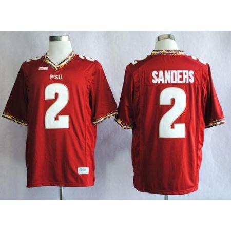 Seminoles #2 Deion Sanders Red New Stitched NCAA Jersey