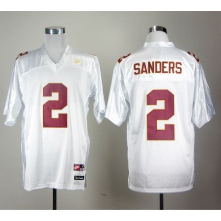 Seminoles #2 Deion Sanders White Stitched NCAA Jersey