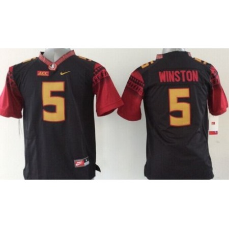 Seminoles #5 Jameis Winston Black Limited Stitched Youth NCAA Jersey