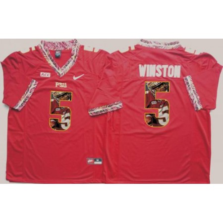 Seminoles #5 Jameis Winston Red Player Fashion Stitched NCAA Jersey