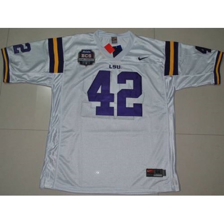 LSU Tigers #42 Michael Ford White 2012 BCS Championship Patch Stitched NCAA Jersey