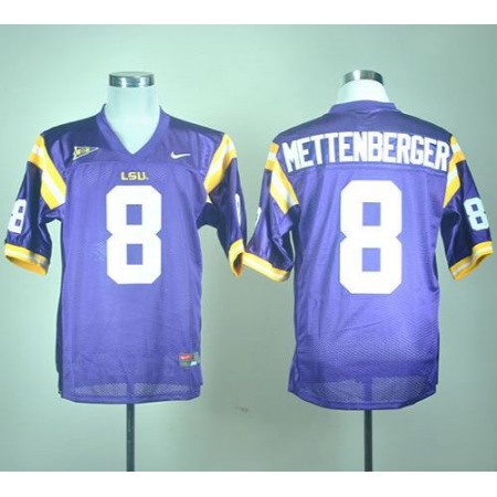 LSU Tigers #8 Zach Mettenberger Purple Stitched NCAA Jersey