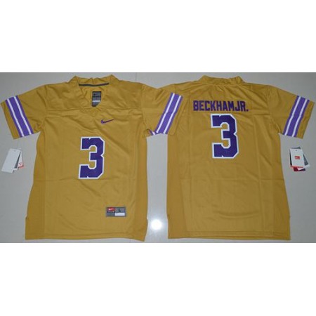 Tigers #3 Odell Beckham Jr Gridiron Gold Limited Legend Stitched Youth NCAA Jersey