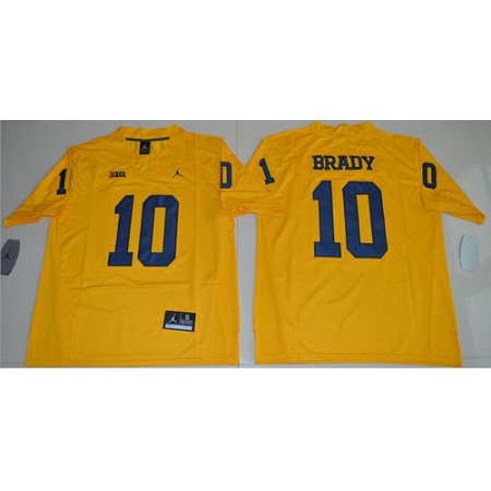 Wolverines #10 Tom Brady Gold Jordan Brand Limited Stitched NCAA Jersey