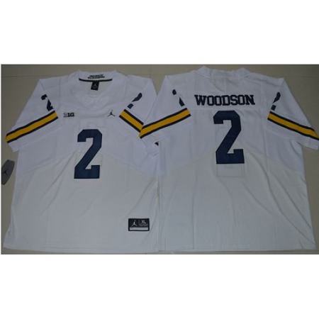 Wolverines #2 Charles Woodson White Jordan Brand Elite Stitched NCAA Jersey