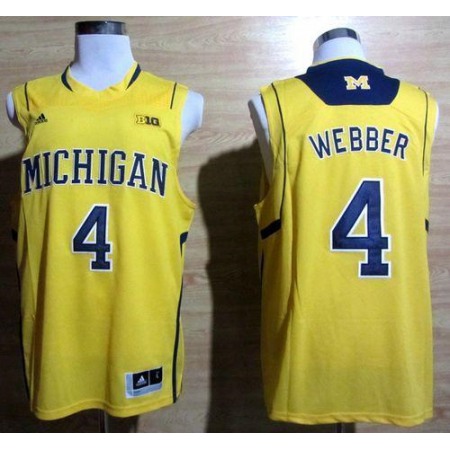 Wolverines #4 Chris Webber Gold Basketball Stitched NCAA Jersey