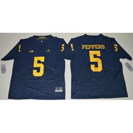 Wolverines #5 Jabrill Peppers Navy Blue Jordan Brand Elite Stitched NCAA Jersey