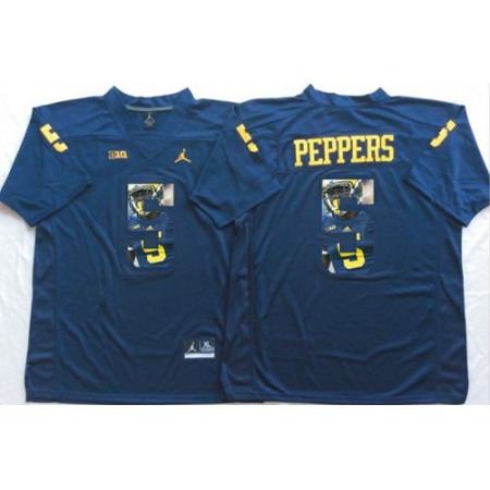 Wolverines #5 Jabrill Peppers Navy Blue Player Fashion Stitched NCAA Jersey
