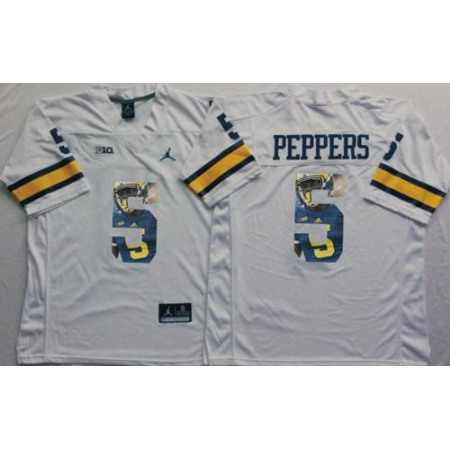 Wolverines #5 Jabrill Peppers White Player Fashion Stitched NCAA Jersey