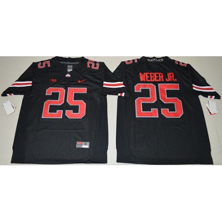 Buckeyes #25 Mike Weber Jr. Black(Red No.) Limited Stitched NCAA Jersey