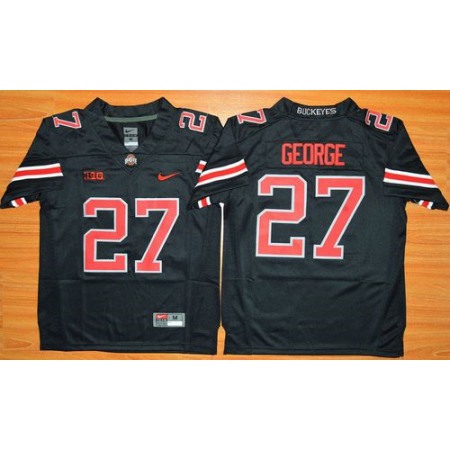 Buckeyes #27 Eddie George Black Commemorative Stitched Youth NCAA Jersey