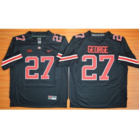 Buckeyes #27 Eddie George Black(Red No.) Limited Stitched NCAA Jersey