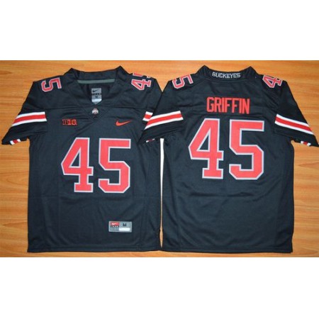 Buckeyes #45 Archie Griffin Black(Red No.) Limited Stitched Youth NCAA Jersey