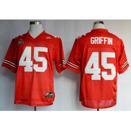 Buckeyes #45 Archie Griffin Red Stitched NCAA Jersey
