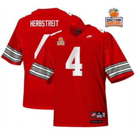 Buckeyes #4 Kirk Herbstreit Red Legends of the Scarlet & Gray Throwback 2014 Discover Orange Bowl Patch Stitched NCAA Jersey